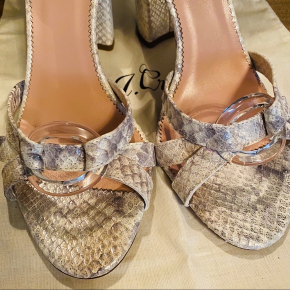 J. Crew Stella Snakeskin Ankle Strap Sandals - Picture 3 of 6